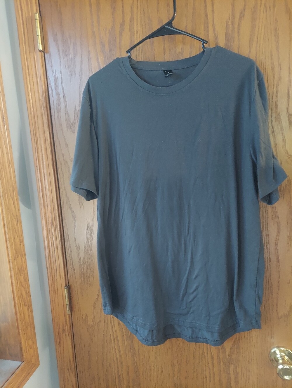 SHEIN Dark Charcoal Grey Short Sleeve Curved Hem T-Shirt Large | Curved Hem Tee